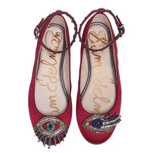 NEW Sam Edelman Embellished Eye Ankle Strap Flats